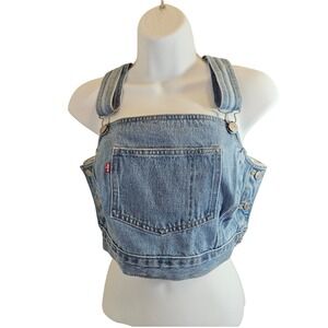 Levi's Denim Bib Crop Top Women S Light Wash Blue NEW Overall Style Strappy